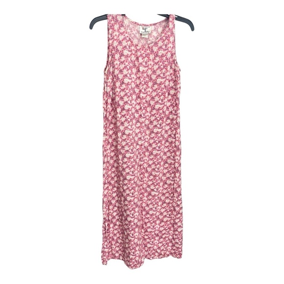 90’s Vintage Slip/Smock Pink Floral Sleeveless 100% Rayon Dress Size 10 - Picture 1 of 12